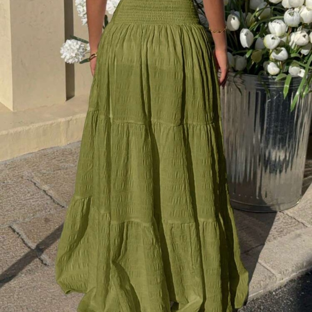 Elegant Olive Green Maxi Skirt